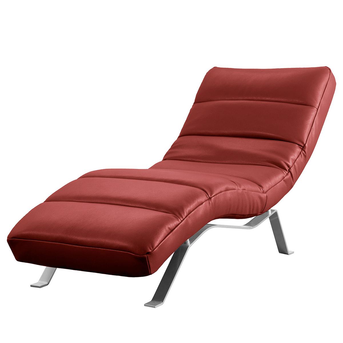 Relaxliege Swing Silver Rot B: 65 cm - Silberfarben/Rot, Design, Leder (65/65-95/171cm) - Livetastic