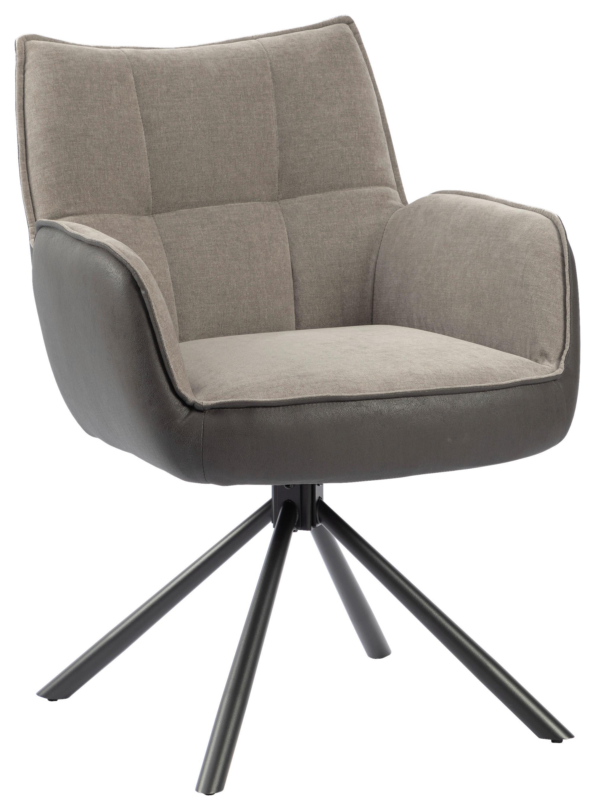 Armlehnstuhl Verona Grau B: 60 cm - Schwarz/Grau, MODERN, Textil/Metall (60ml) - MID.YOU