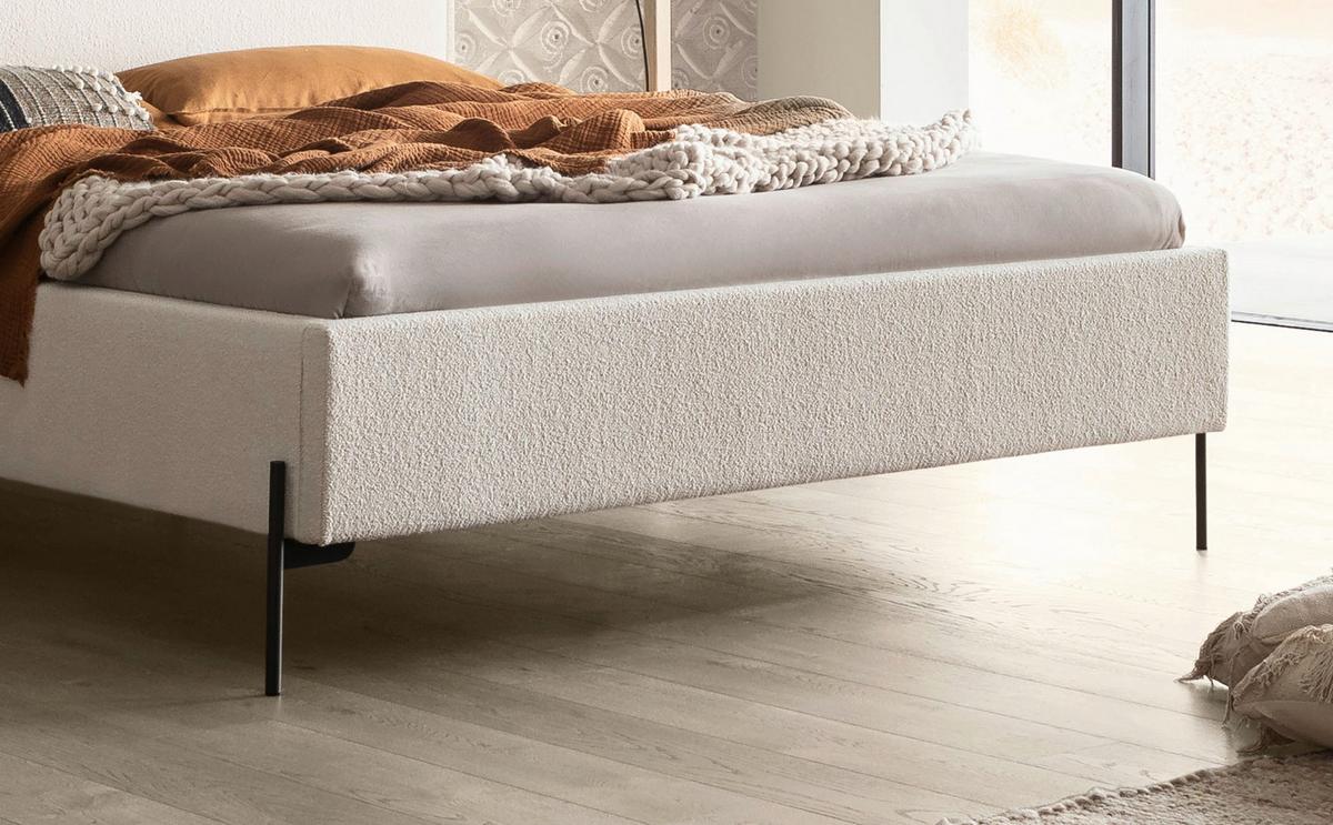 Polsterbett Nora Bouclé Weiß, 160x200 - Anthrazit/Weiß, Design, Textil (160/200cm) - Hasena