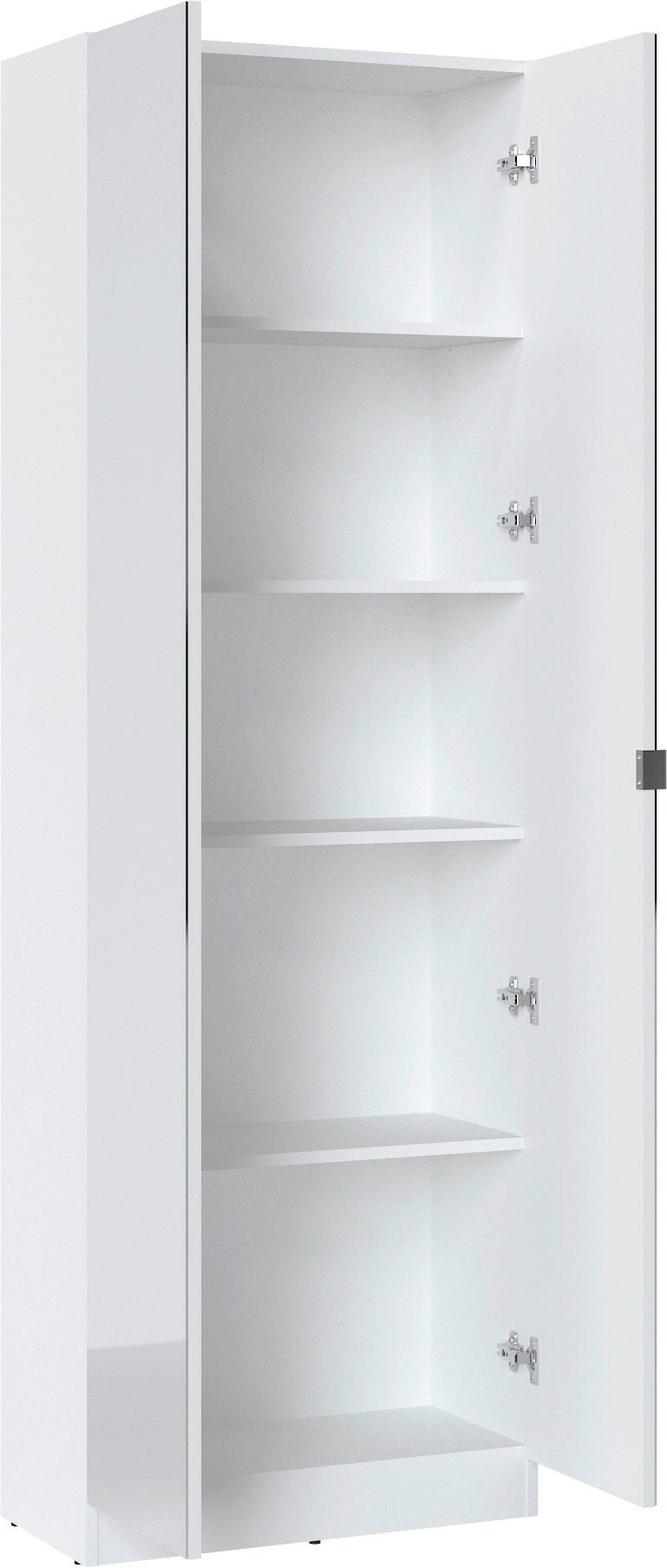 Mehrzweckschrank Lena Weiß B: 65 Cm - Weiß, Trend, Glas/Holzwerkstoff (65/195,5/33cm)