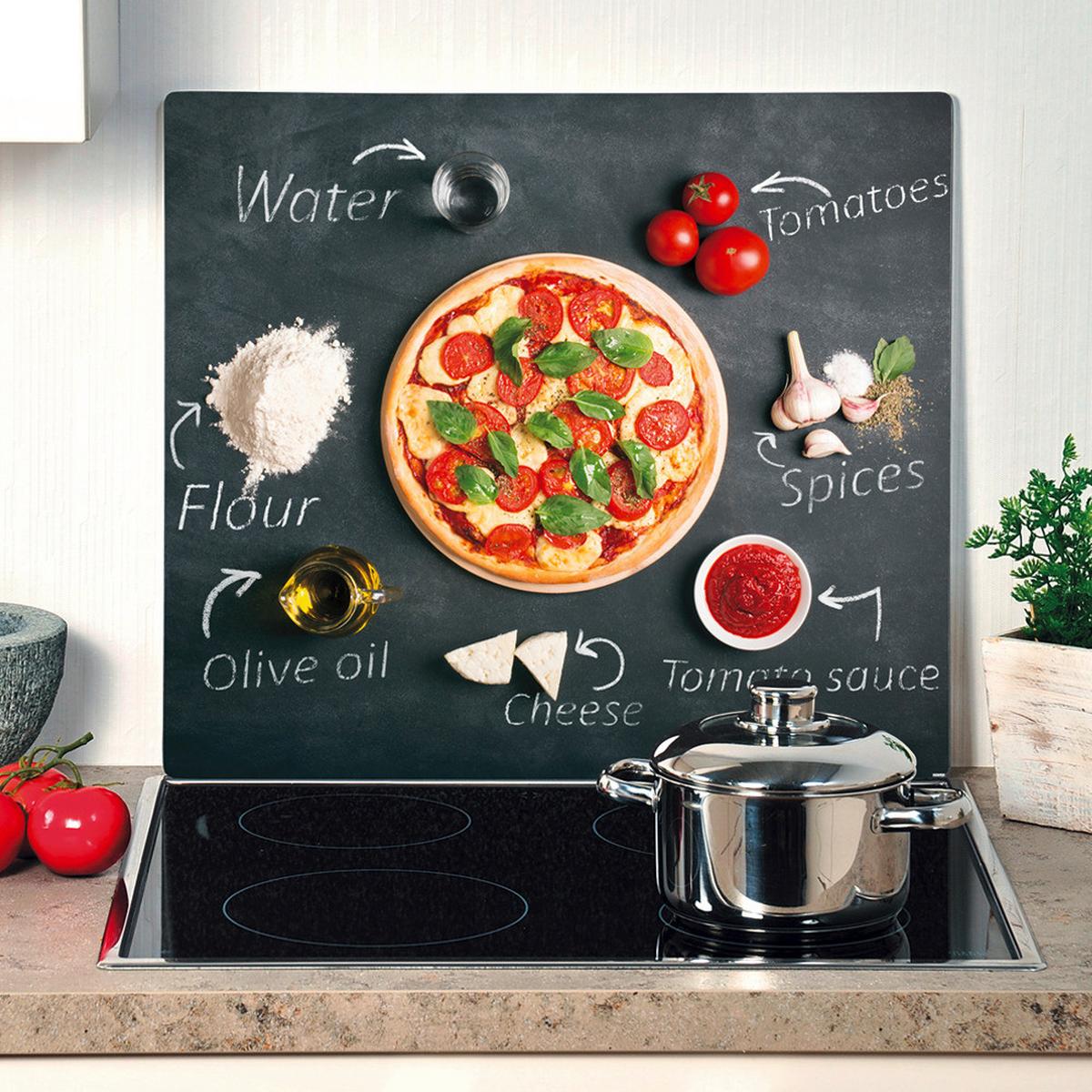 Herdabdeckplatte Pizza - Multicolor/Schwarz, Basics, Glas (56/50/1,4cm) - Kesper