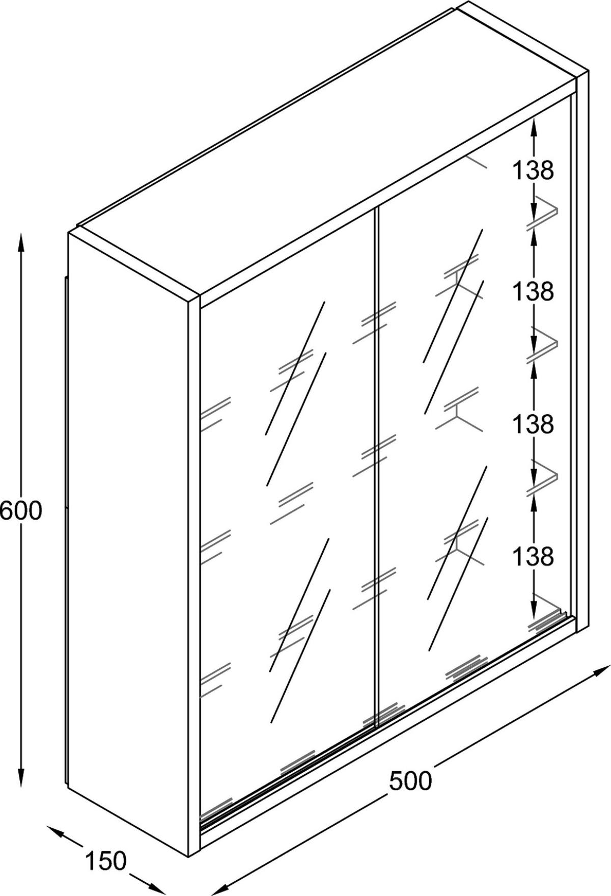 Hängevitrine Drivalo Weiß B: 50 cm - Transparent/Weiß, Design, Glas/Holzwerkstoff (50/60/15cm) - MID.YOU
