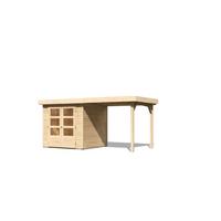 Gartenhaus Natur Bregenz 2 mit Anbaudach - Fichtefarben, Basics, Holz (213/209/211cm)