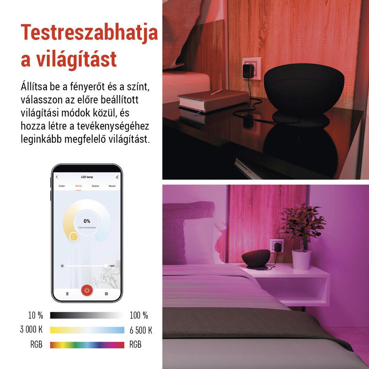 Led Hangulatlámpa Gosmart - fekete, Basics, műanyag
