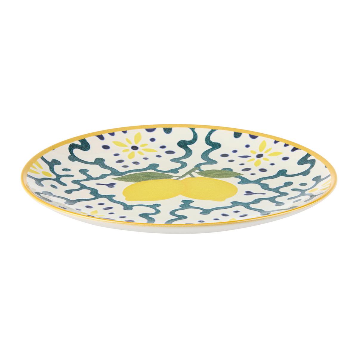 Mělký talíř LEMONS - modrá/jadeitově zelená, Konvenční, keramika (26cm) - Mömax