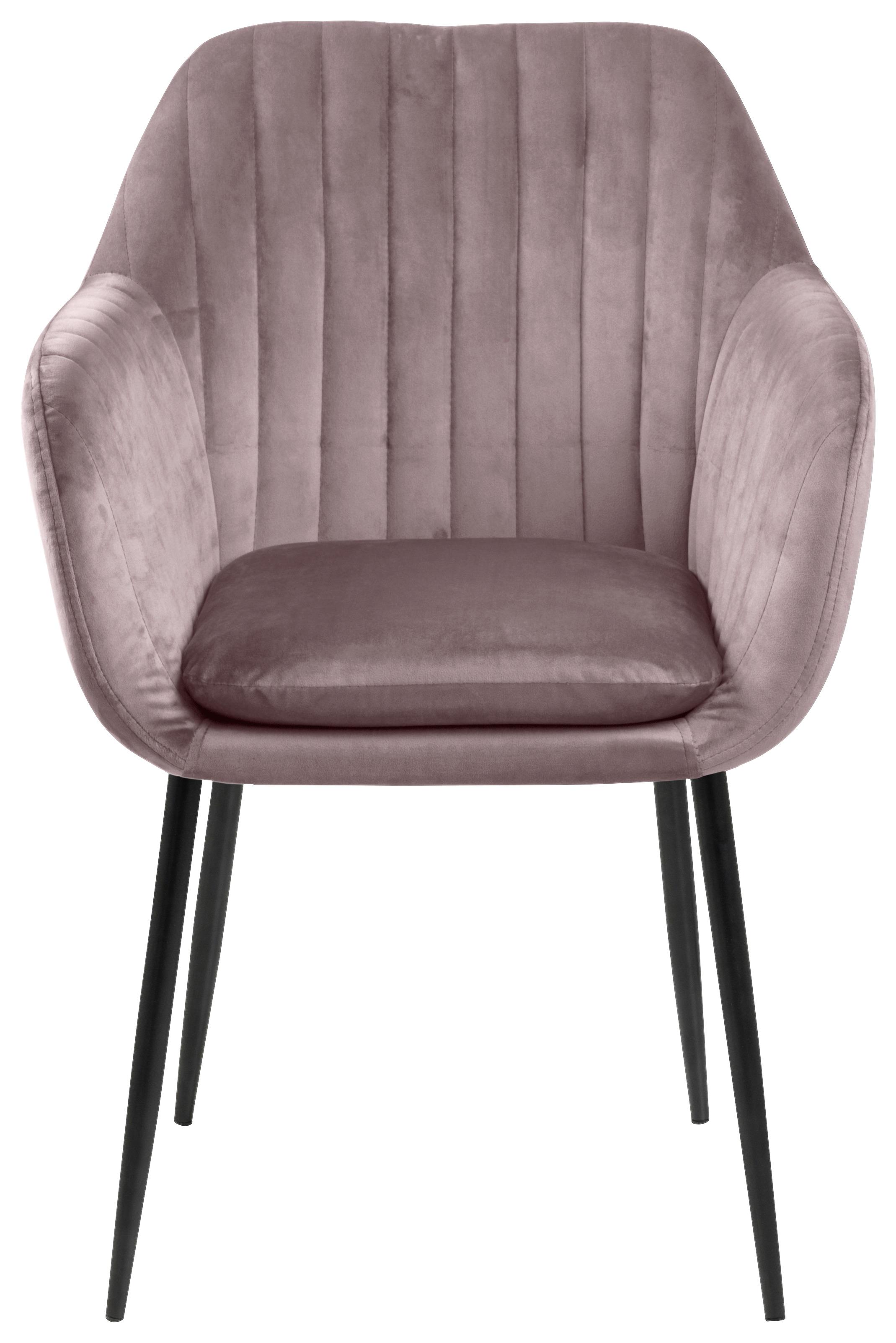 Židle S Područkami Emilia Růžová - starorůžová/černá, Trend, kov/textil (57/83/59cm) - Ambia Home
