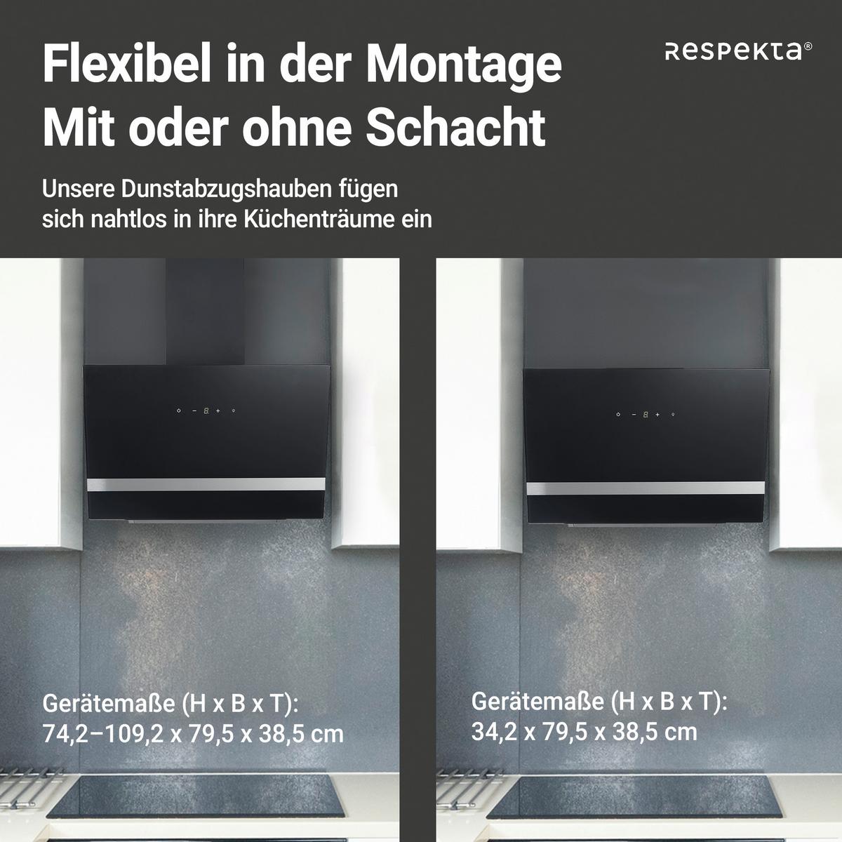Kopffreihaube Respekta Hera Metall/glas Schwarz B: 79,5 Cm - Schwarz, Trend, Glas/Metall (79,5/74,2-109,2/38,5cm) - Respekta