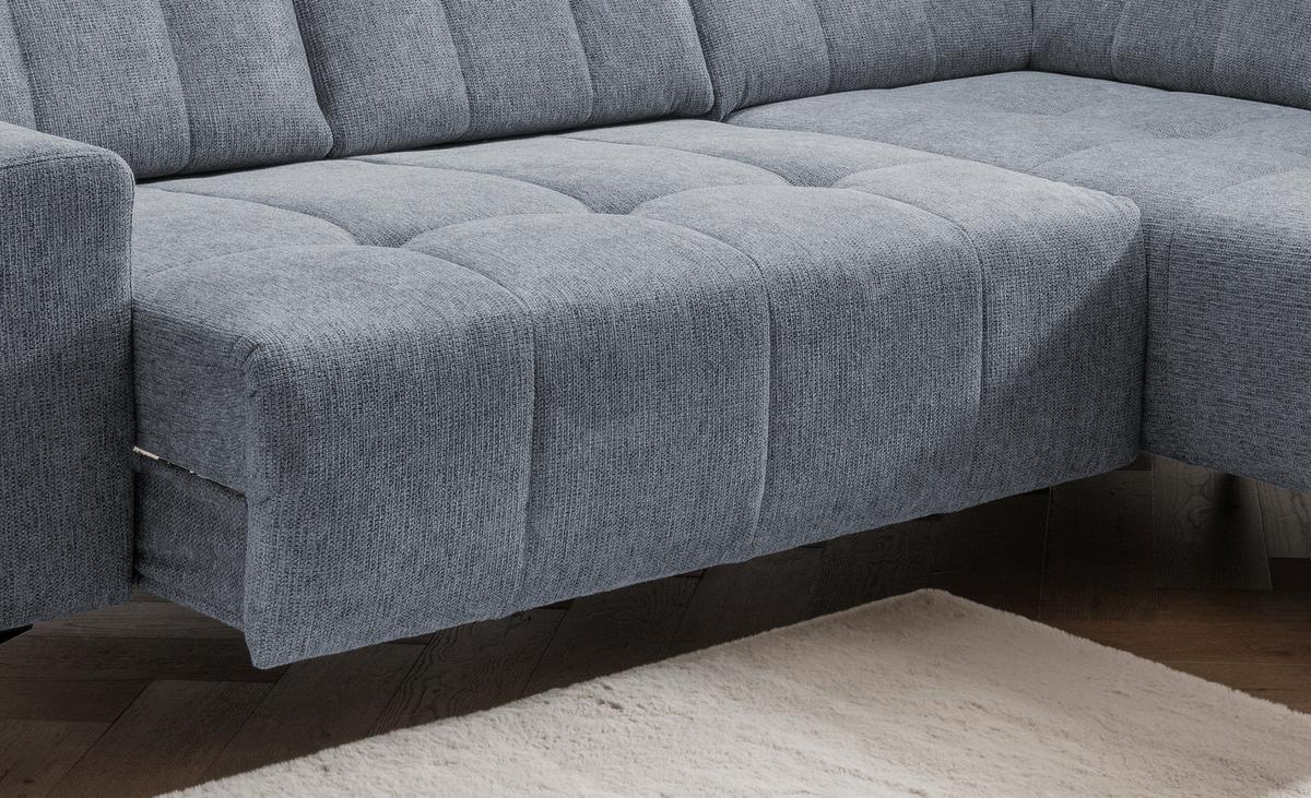Ecksofa mit USB Anschluss Sano, Hellblau, S: 261x200 cm - Schwarz/Hellblau, MODERN, Textil (261/200cm) - Livetastic