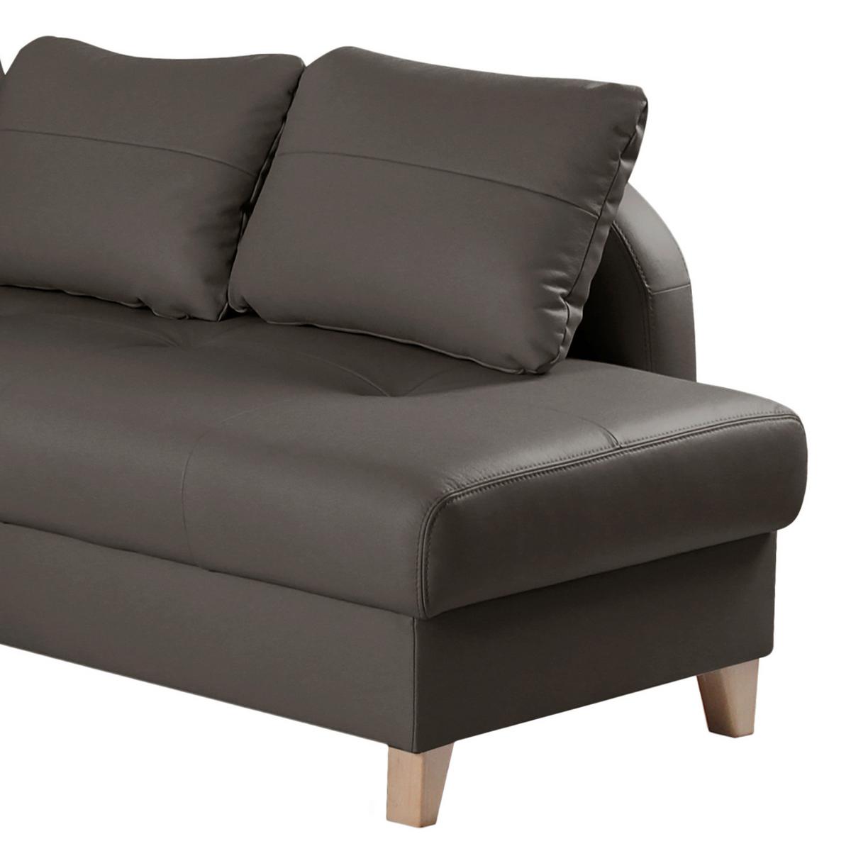 Ecksofa Compact Dunkelbraun B: 227x168 cm - Dunkelbraun/Buchefarben, Design, Leder/Textil (227/168cm) - Livetastic