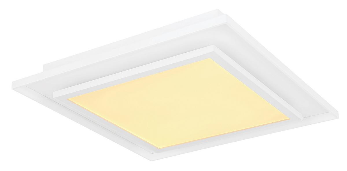 LED-Deckenleuchte L: 44,3 cm mit Fernbedienung - Weiß, Design, Kunststoff/Metall (44,3/44,3/6,3cm) - Globo