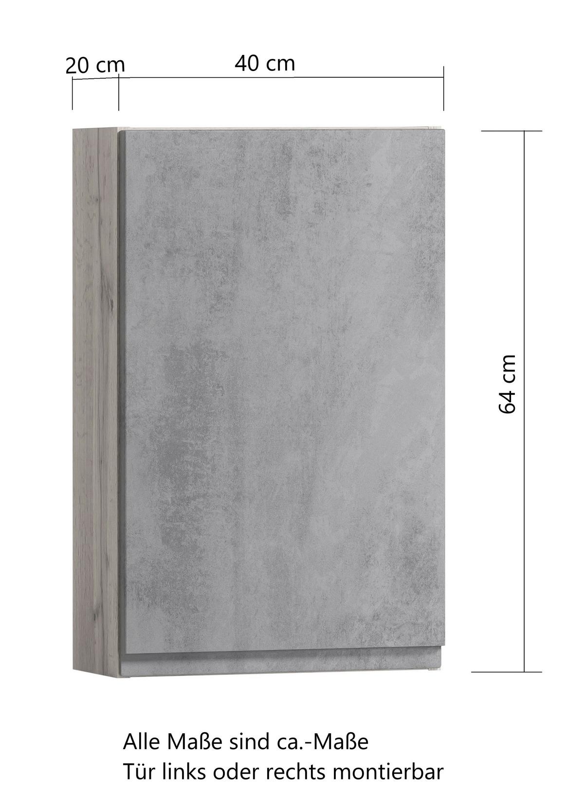 Hängeschrank Varese B: 40 Cm Hellgrau/eiche Wotan - Eiche Wotan/Hellgrau, MODERN, Holzwerkstoff (40/64/20cm) - Held