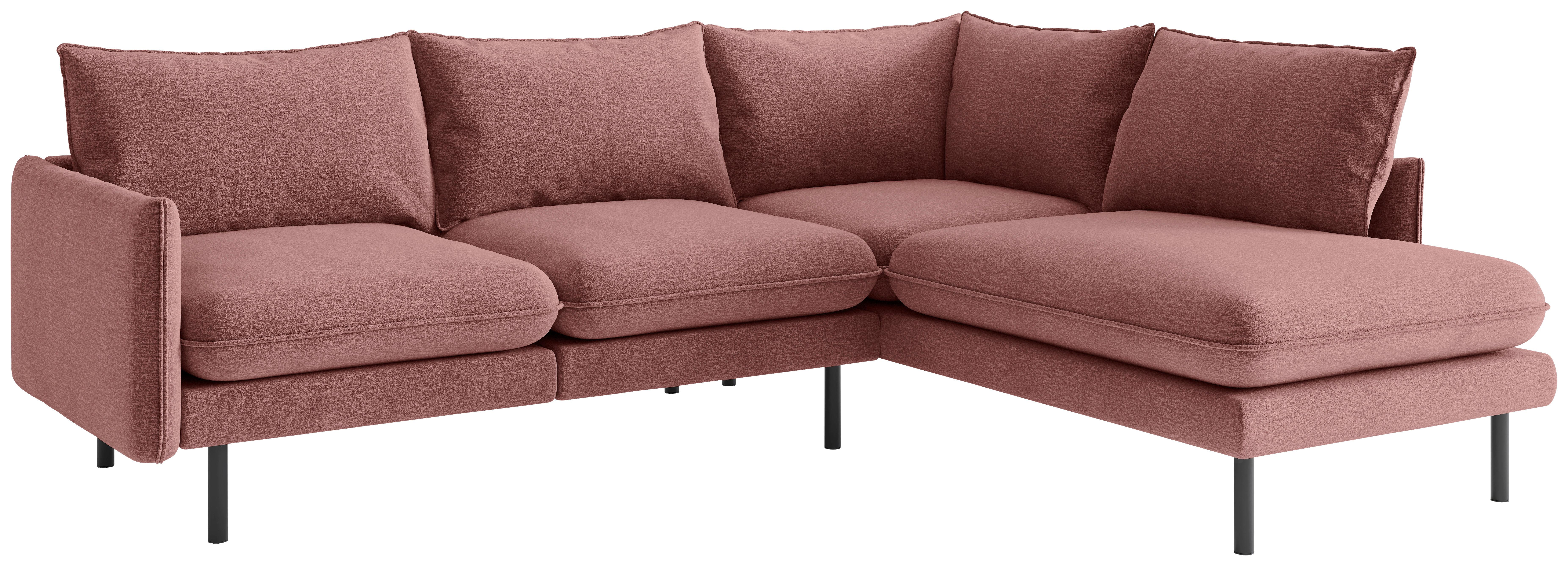 Ecksofa Samos Altrosa S: 267x204 Cm - Altrosa/Schwarz, Design, Textil (267/204cm) - Livetastic