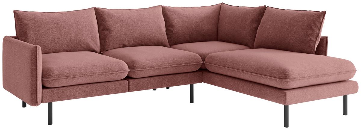 Ecksofa Samos Altrosa S: 267x204 cm - Altrosa/Schwarz, Design, Textil (267/204cm) - Livetastic