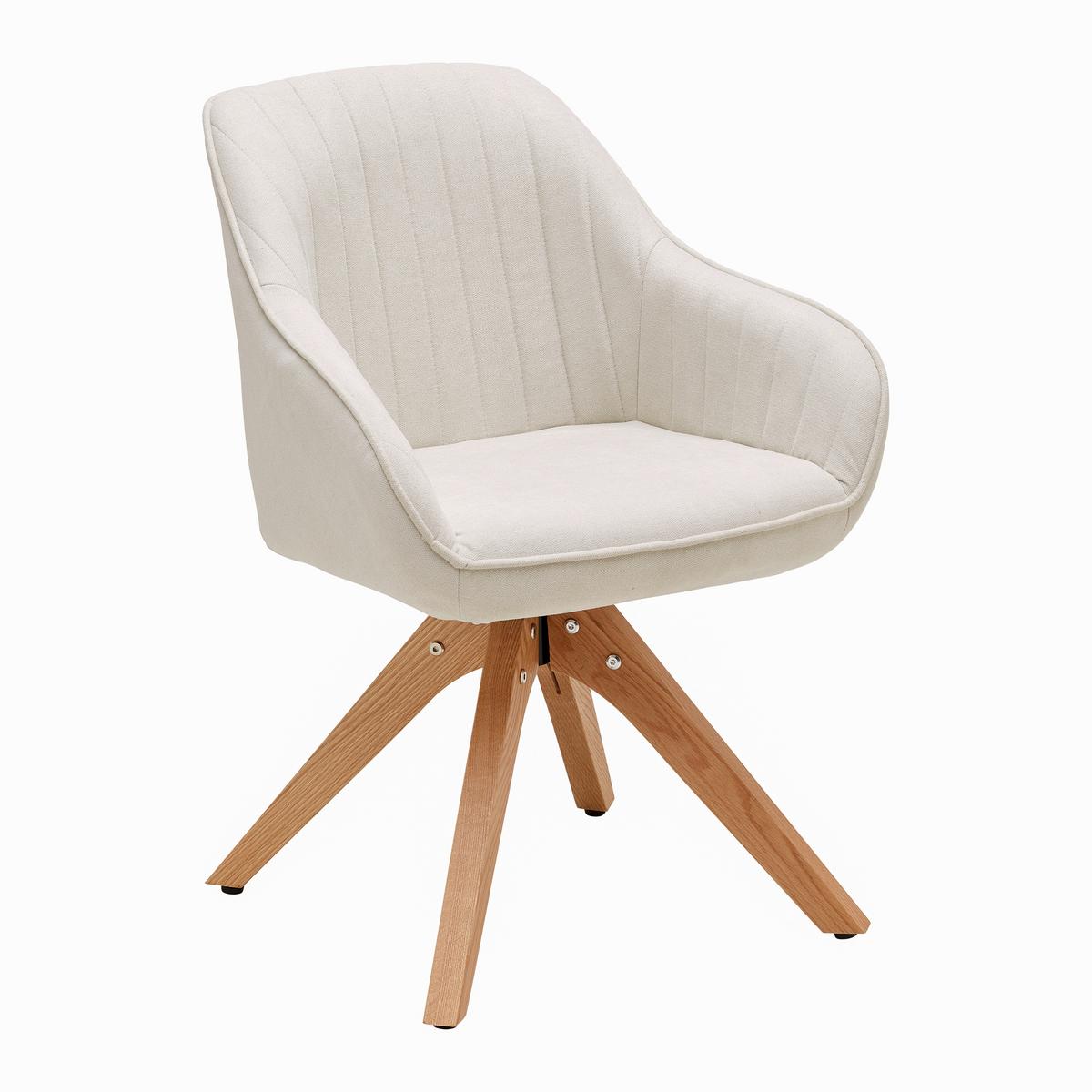 Židle s područkami LEONIE béžová - krémová/přírodní barvy, Moderní, dřevo/textil (60/84/61cm) - Bessagi Home