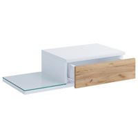 Nachtkästchen Konsila L Weiss/honig Eiche - Honigeiche/Weiß, MODERN, Glas/Holzwerkstoff (65/15/30cm) - MID.YOU