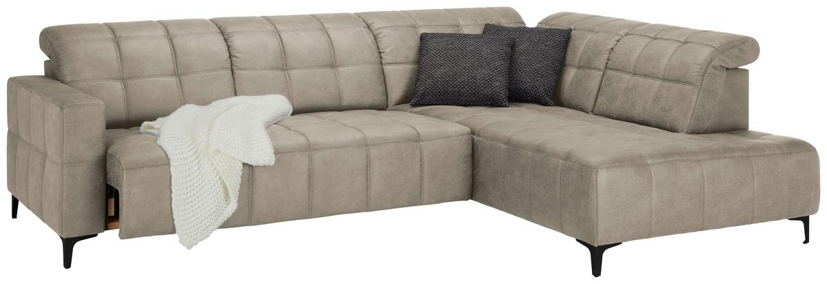 Rohová sedačka PANAMA, pravá, sivá - čierna/sivá, Konventionell, kov/textil (304/89-102/216cm) - Premium Living