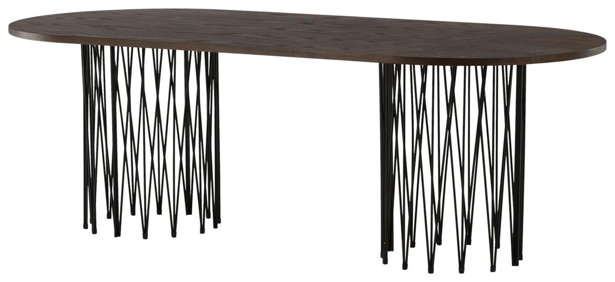 Esstisch Stone - Dunkelbraun/Schwarz, Design, Holz/Metall (220/100/74cm) - Livetastic