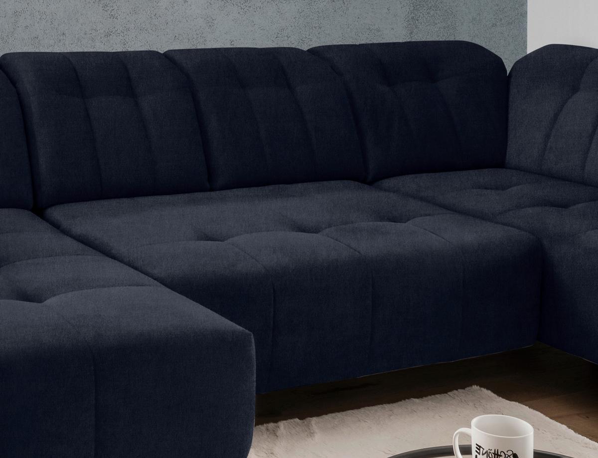 Ecksofa, Sitzvorzug Elektrisch Sano, Dunkelbl., 180x337x200cm - Schwarz/Dunkelblau, MODERN, Textil (180/337/200cm) - Livetastic
