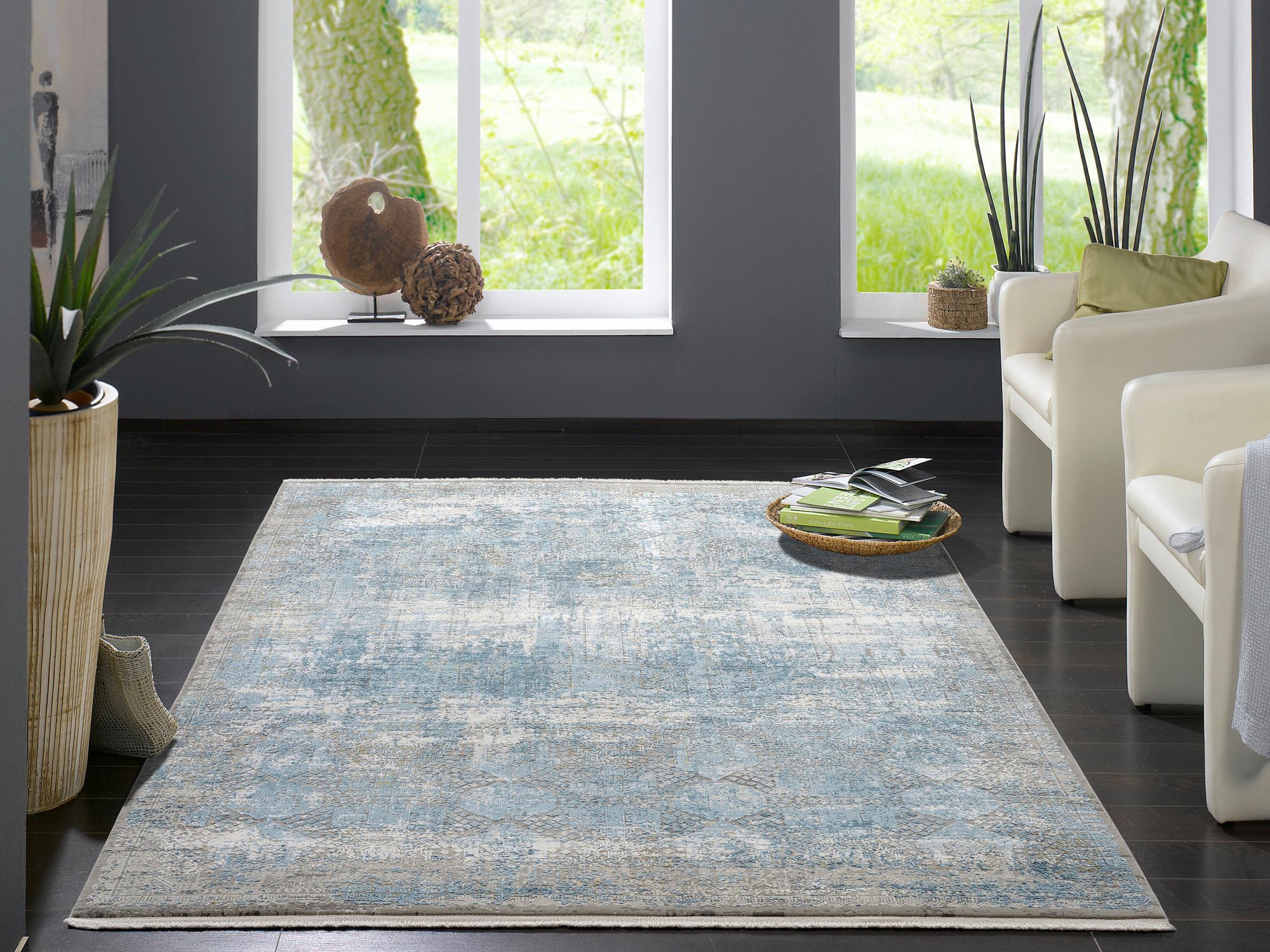 Webteppich Multicolor Naturfaser Apollo 160x200 Cm - Blau/Dunkelgrau, Design, Textil (160/230cm) - Musterring