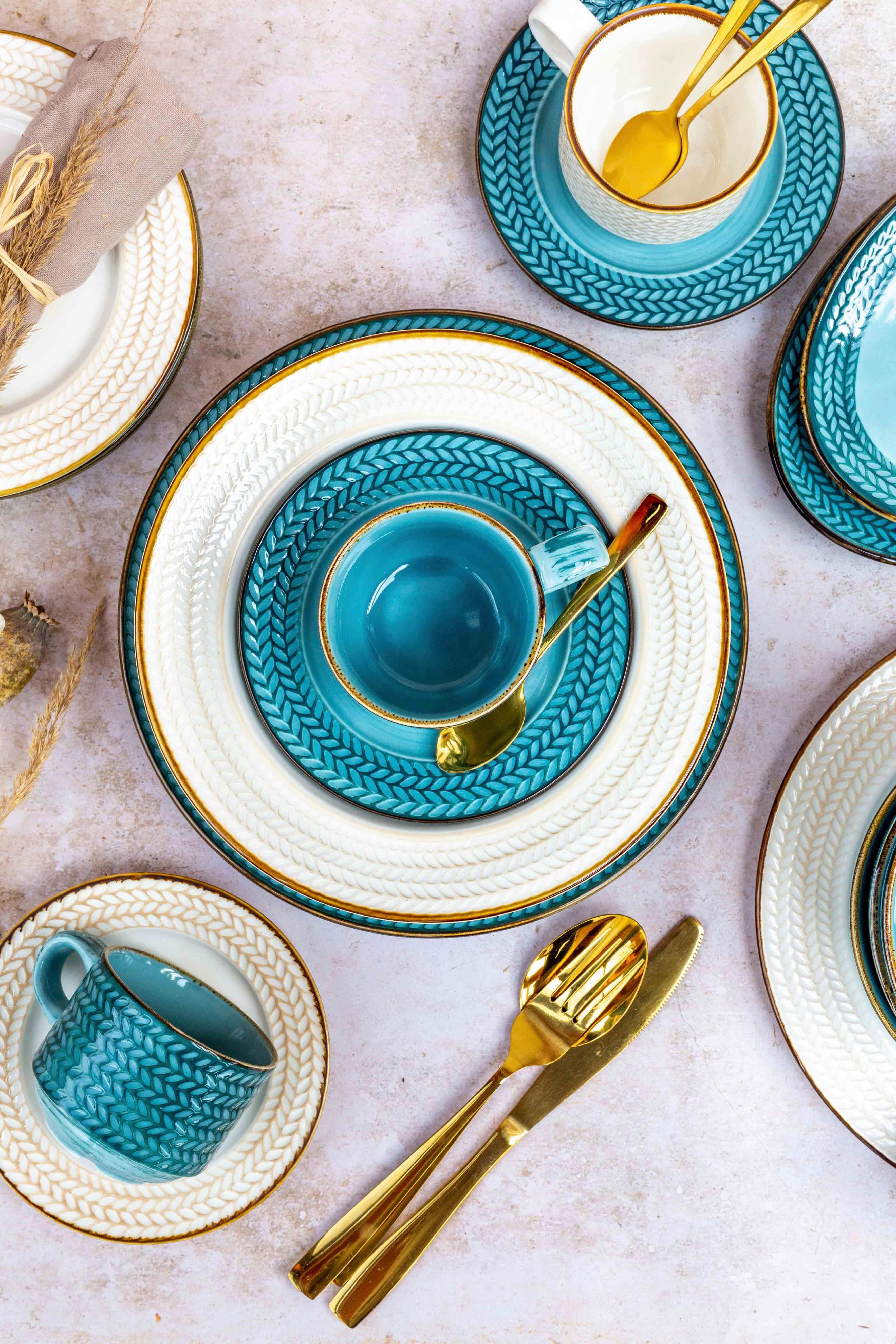 Kaffeeservice Prospero 4 Personen Geschirr Set - Blau, Basics, Keramik (24,5/24,5/22,5cm) - Mäser