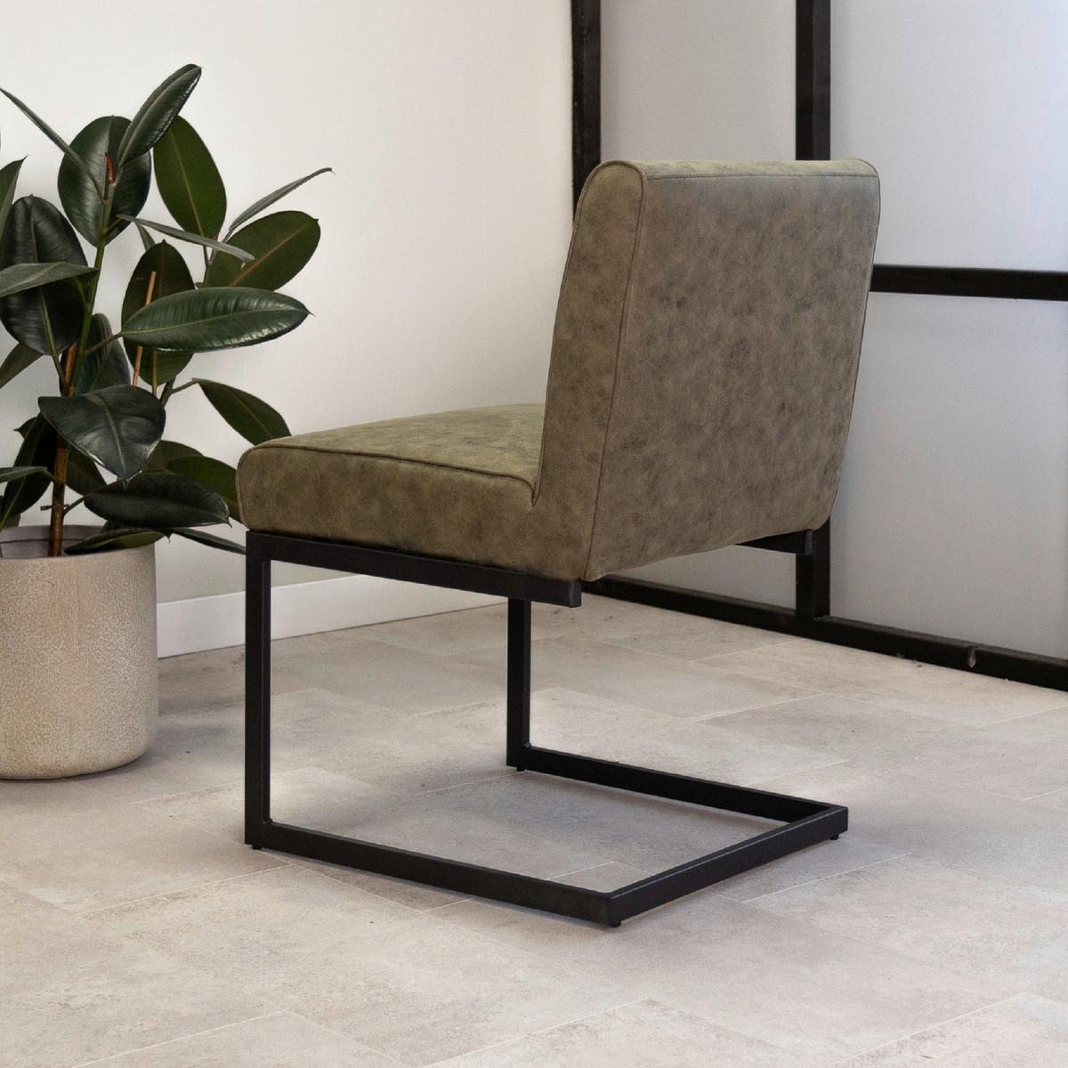 Schwingstuhl-Set Benji Dunkelgrün - Dunkelgrün/Schwarz, KONVENTIONELL, Textil/Metall (53/81/61cm) - MID.YOU