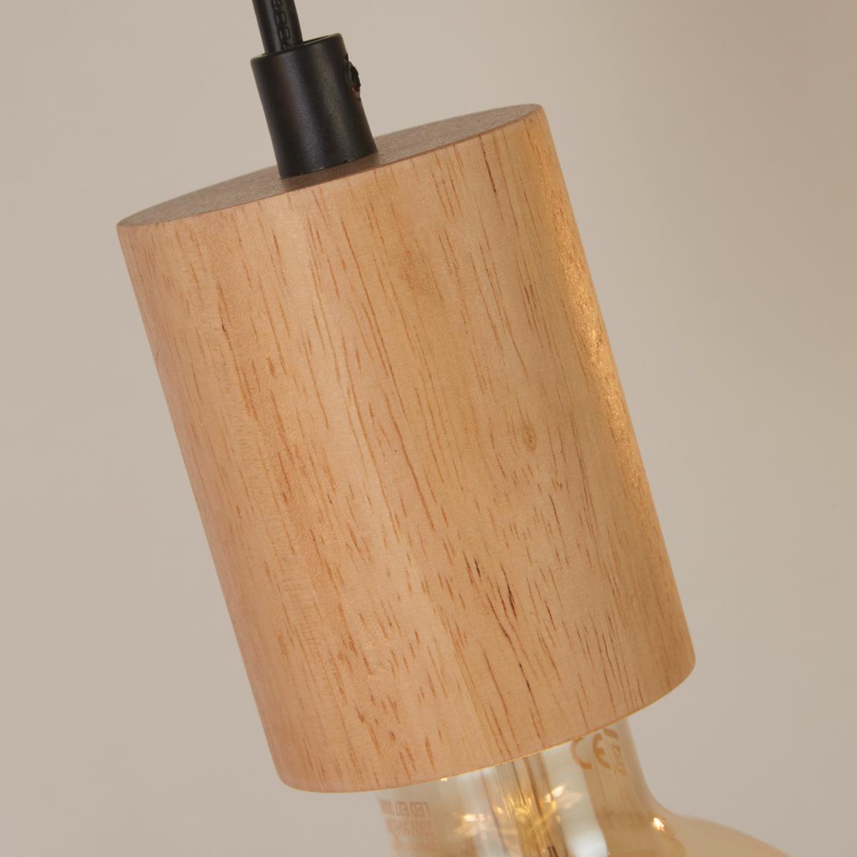 Hängeleuchte 50212-5na - Schwarz/Naturfarben, Natur, Holz/Metall (10/9/115cm)