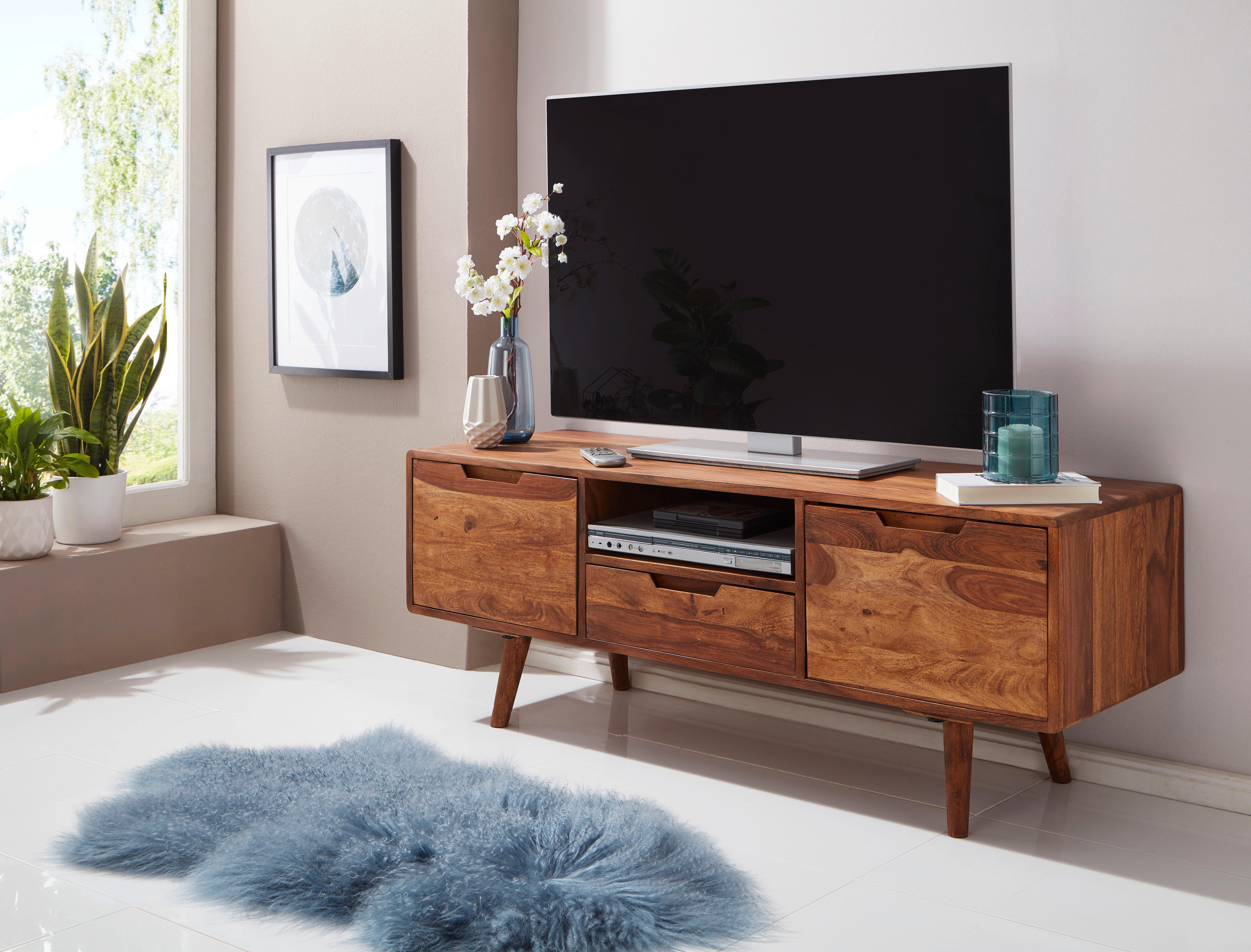 Sideboard Sheesham Sheeshamfarben B: 135 cm - Sheeshamfarben, Design, Holz (135/51/45cm) - MID.YOU