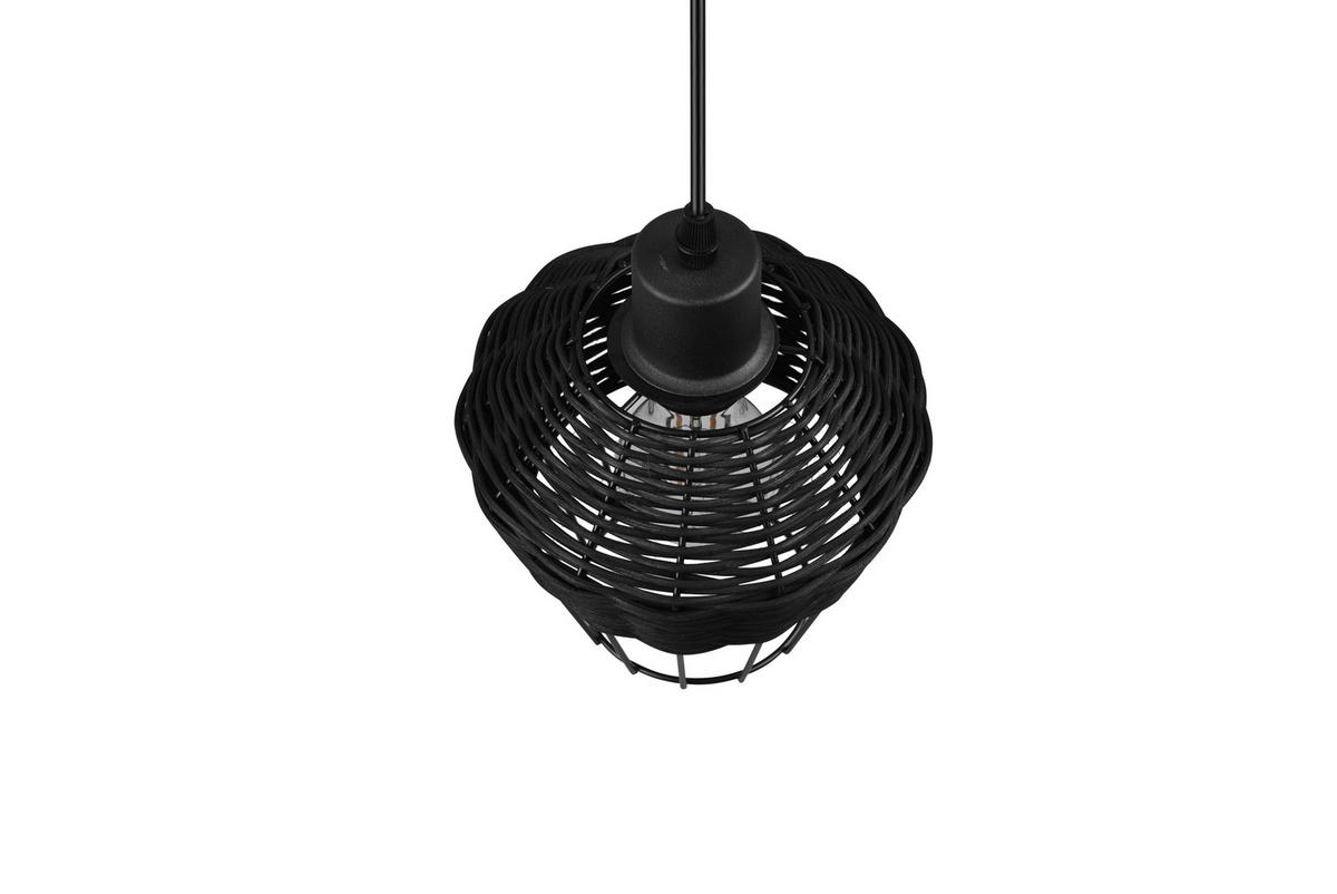 Hängeleuchte Borka H: 150 Cm 1-Flammig - Schwarz, ROMANTIK / LANDHAUS, Holz/Metall (17,5/150cm)