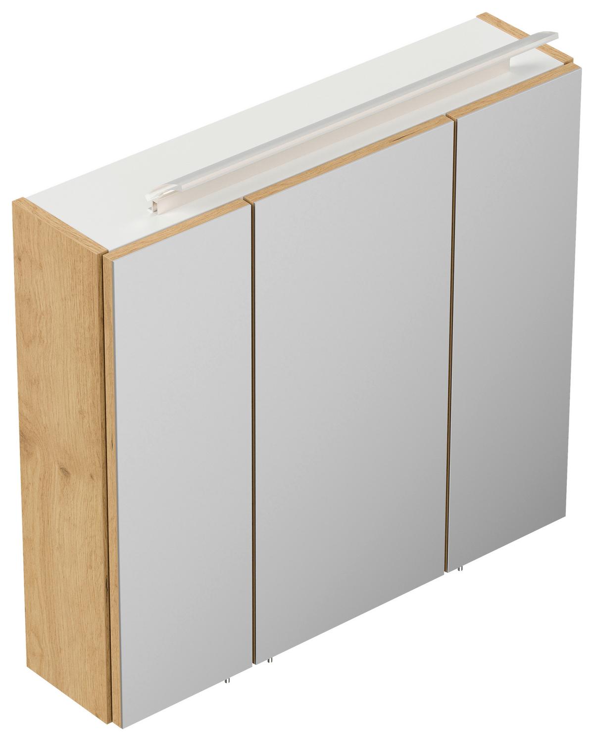 Spiegelschrank Eiche Dekor B: 70 cm - Eichefarben, MODERN, Glas/Holzwerkstoff (70/62/17cm) - MID.YOU