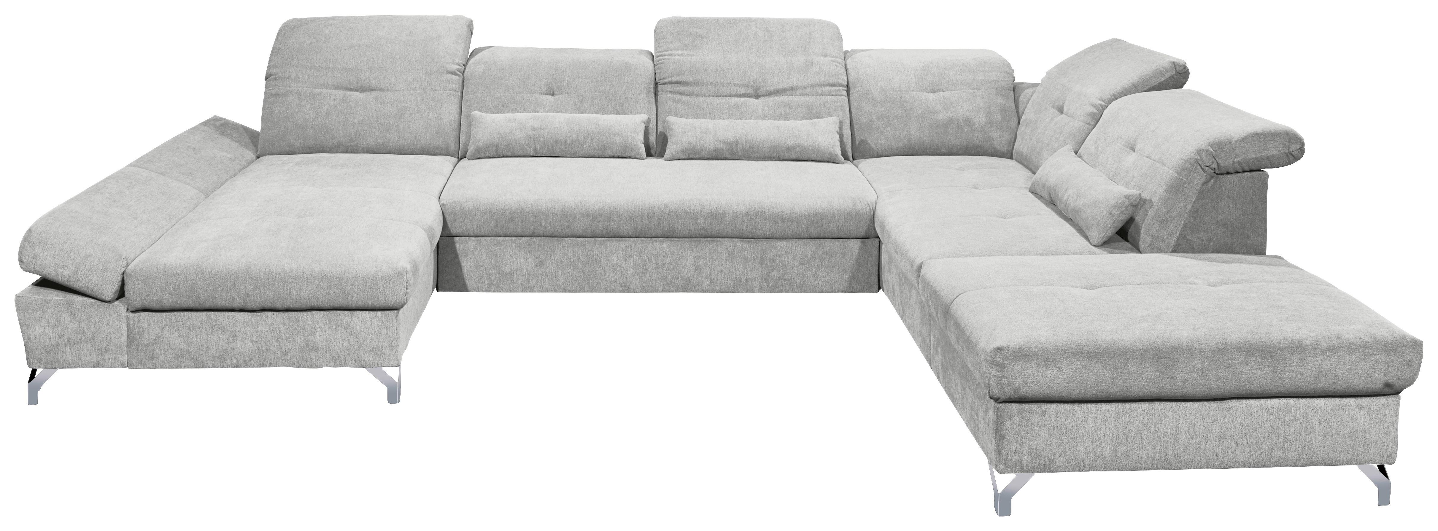 Ecksofa Melfi Hellgrau U: 168 cm - Silberfarben/Hellgrau, MODERN, Textil (168/350/245cm) - MID.YOU