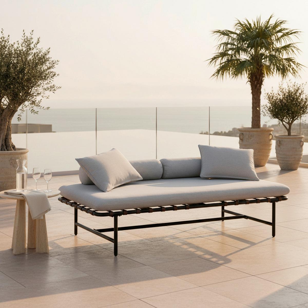 Zahradní lehátko NORAH - šedá, Moderní, kov/textil (180/51/87cm) - Bessagi Garden