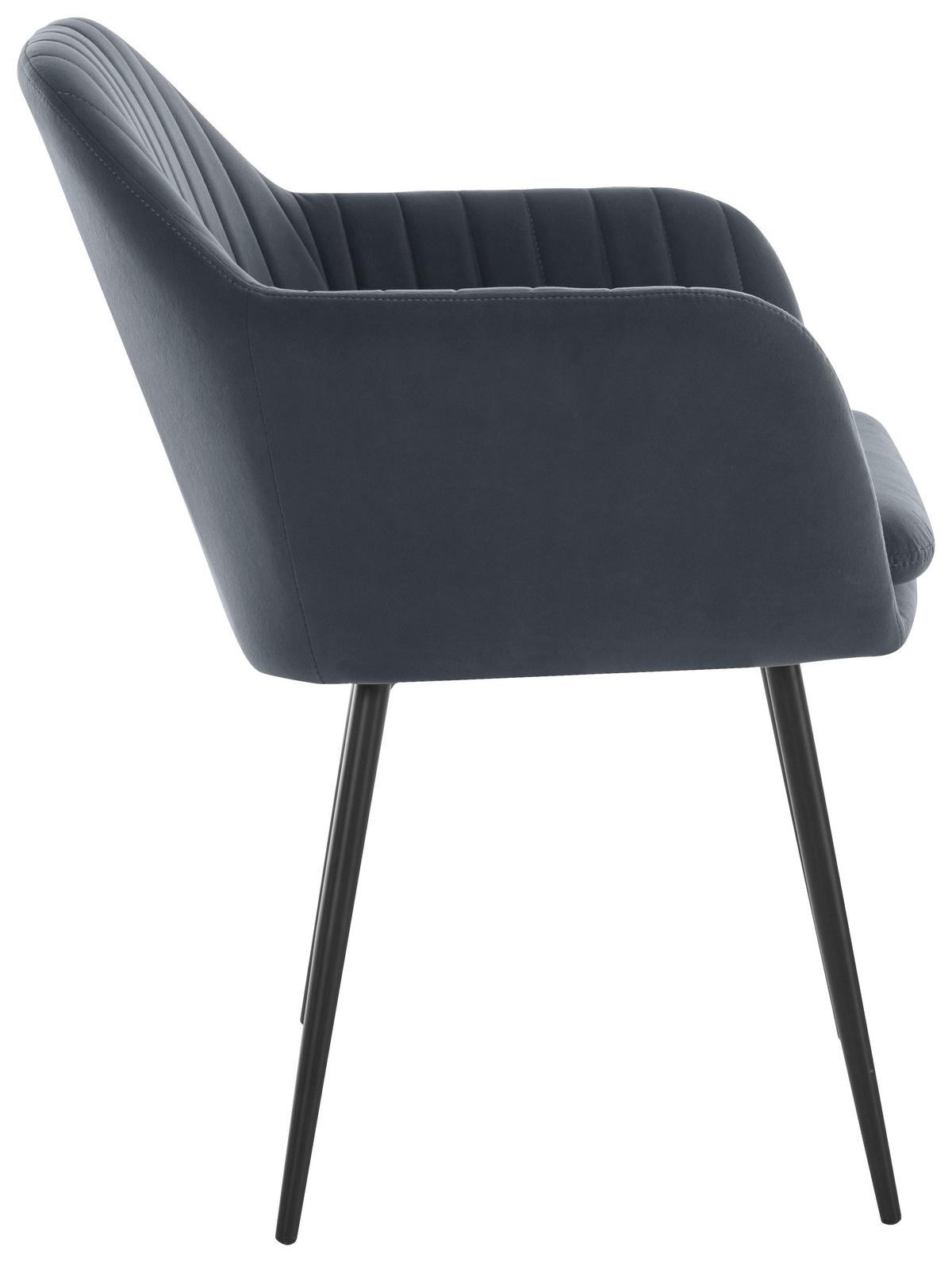 Armlehnstuhl Mila Grau/ Schwarz Gepolstert 2er-Set - Schwarz/Grau, MODERN, Textil/Metall (59/84/66cm) - MID.YOU