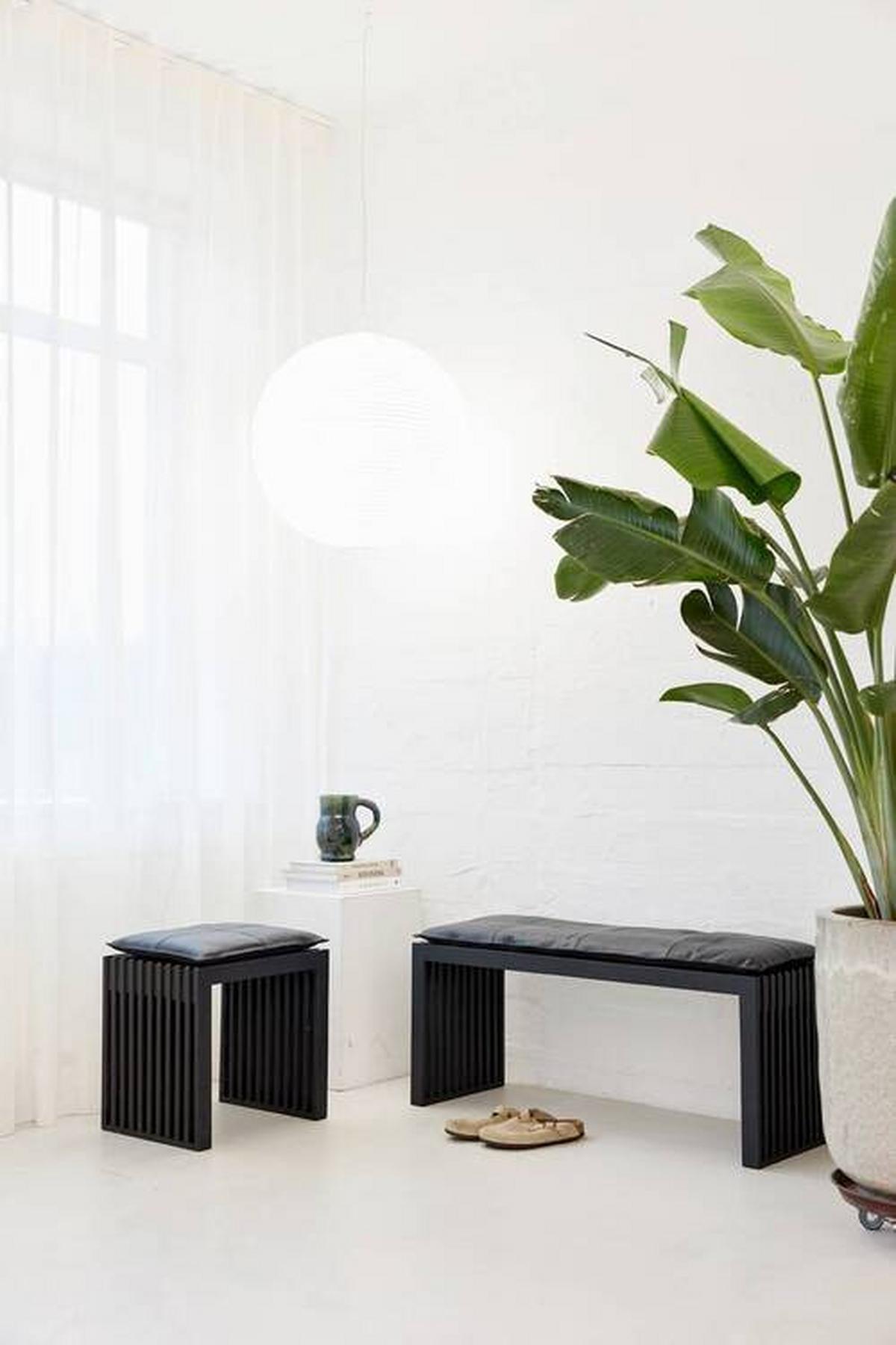 Bankauflage Lederkissen Schwarz B: 104 Cm - Schwarz, Design, Leder (104/3/35cm) - MID.YOU