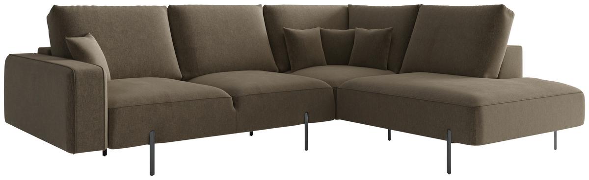 Ecksofa Celaya Braun S: 280x223 cm - Schwarz/Braun, Design, Textil (280/223/223cm) - Livetastic