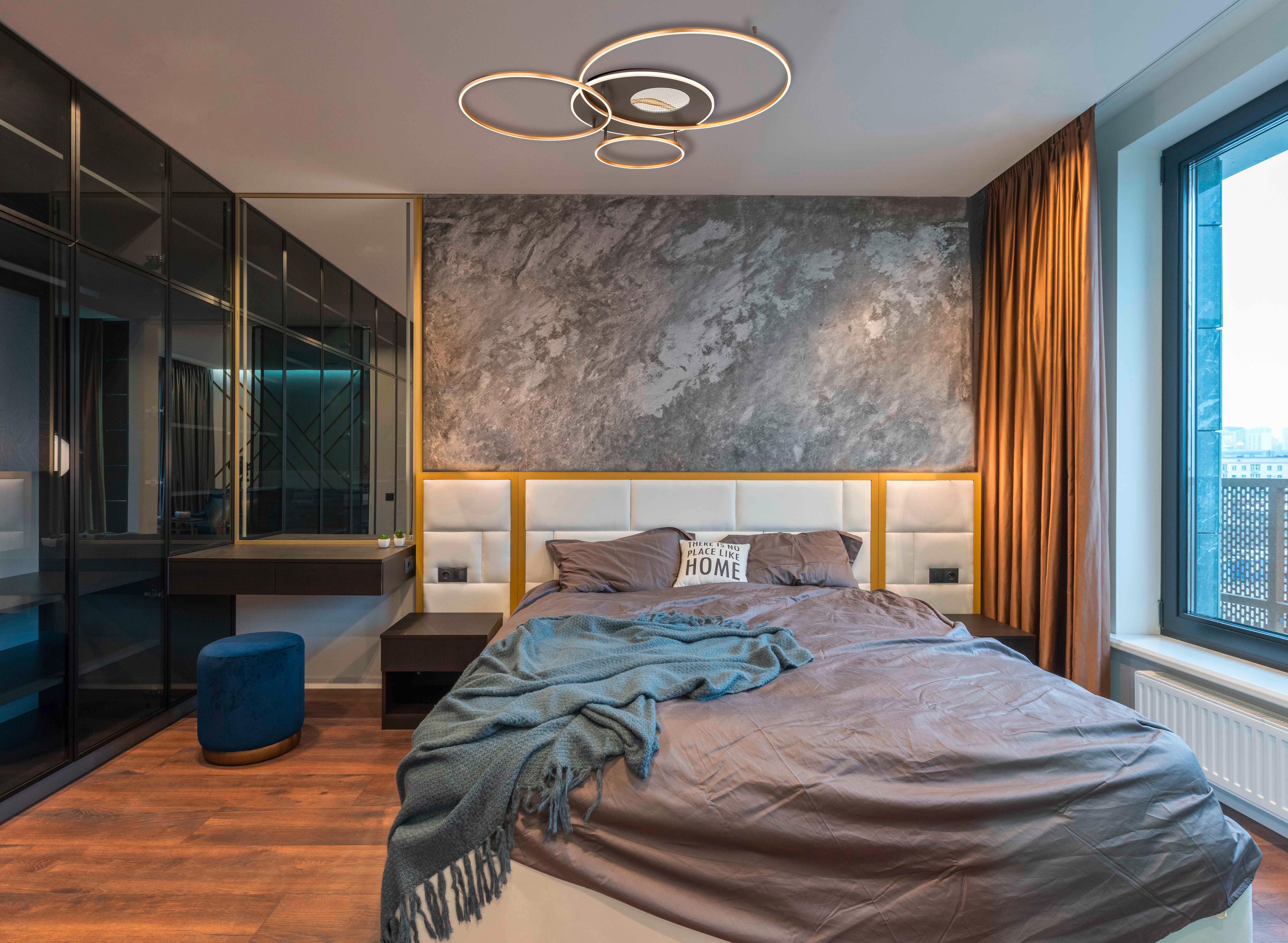 LED-Deckenleuchte Invertina Anthrazit Opal Goldfarben - Anthrazit/Goldfarben, Design, Kunststoff/Metall (126,4/105,3/13cm) - Globo