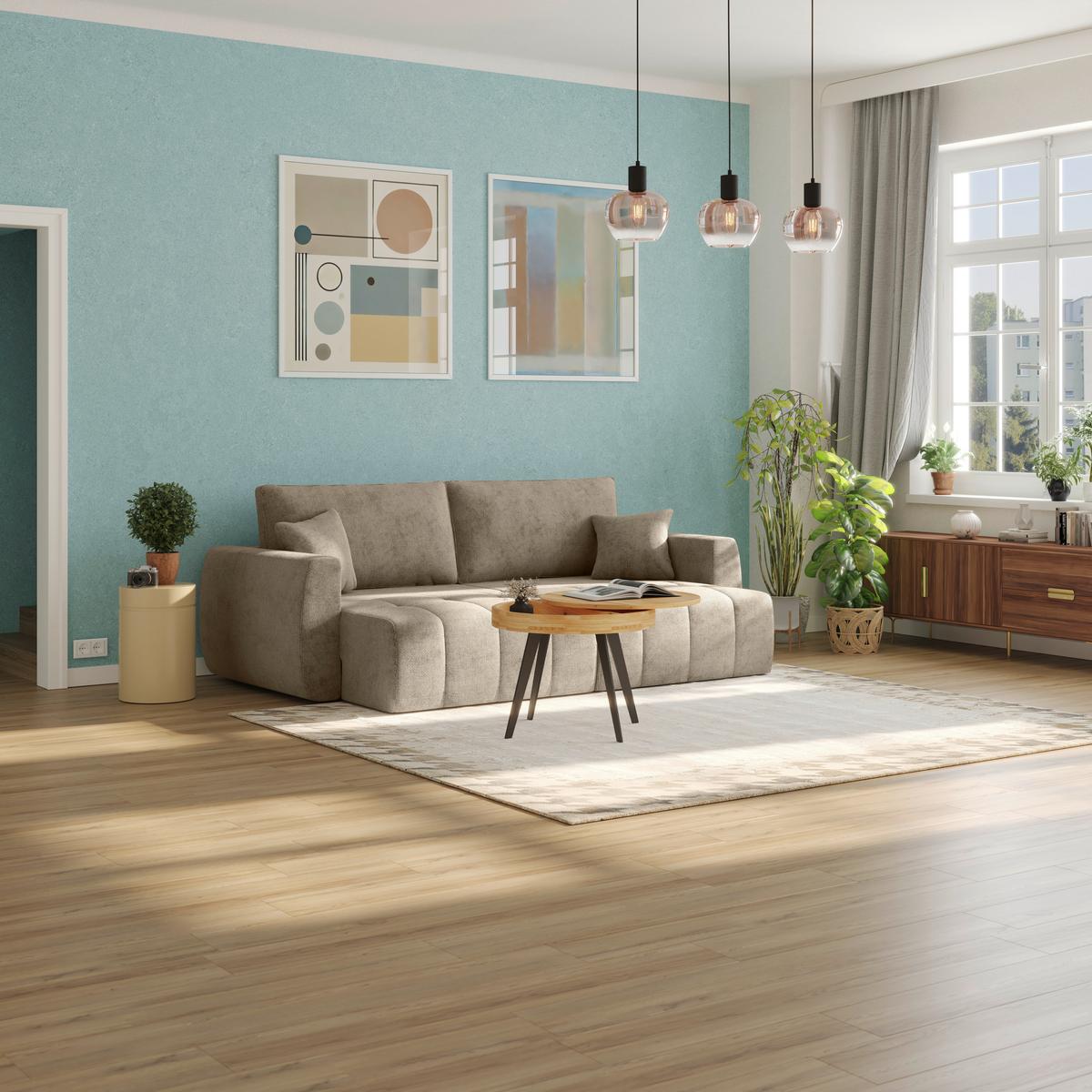 Schlafsofa Bali - Schlammfarben/Schwarz, MODERN, Holz/Textil (245/74-90/104cm) - Luca Bessoni
