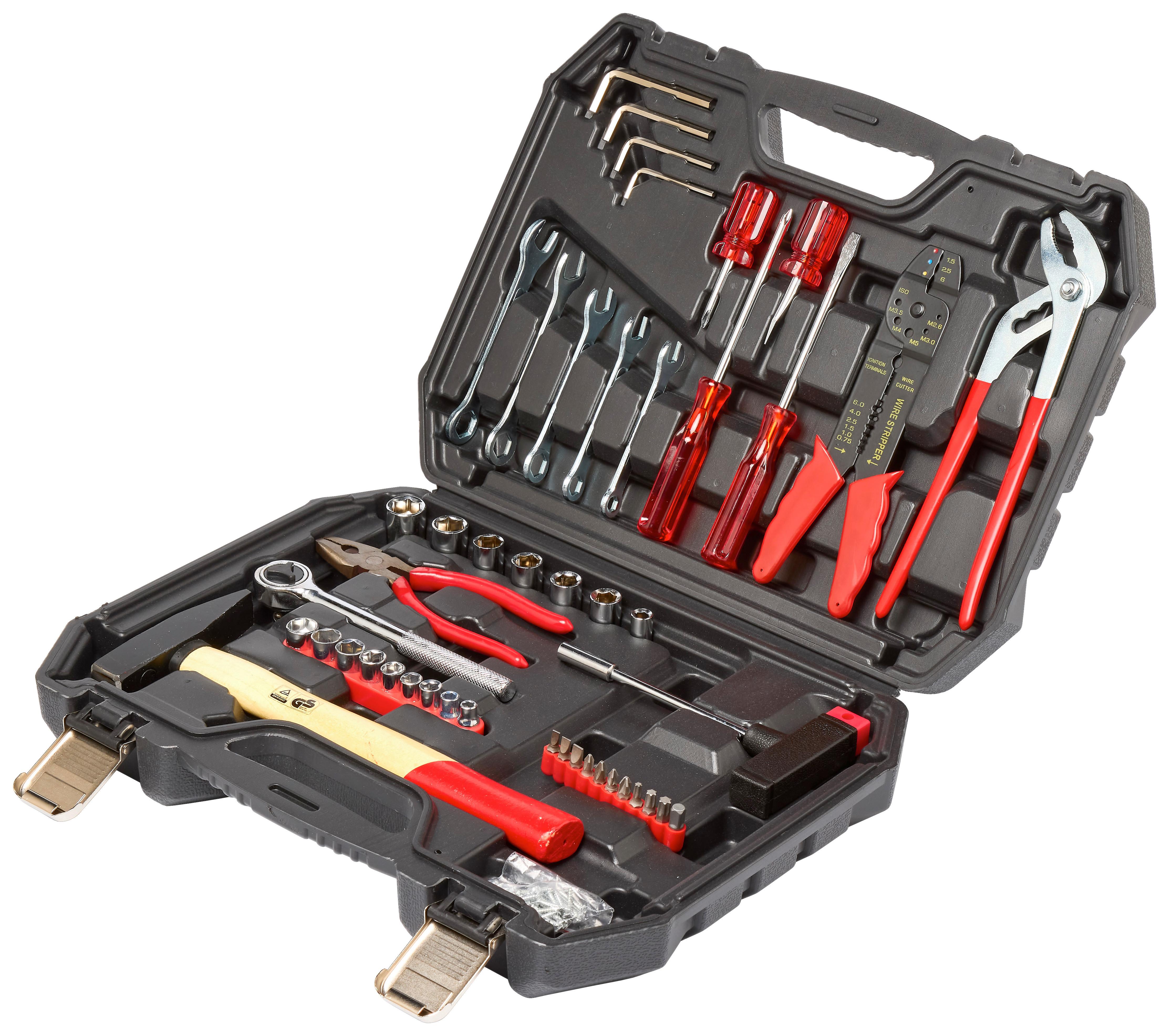 Werkzeugset Hugo 100-Tlg. Im Koffer, Grau/Schwarz - Rot/Schwarz, Basics, Holz/Kunststoff (39,2/27,8/8,7cm) - Homezone