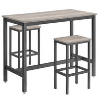 Bar-Set Vasagle 3-Teilig Grau, Schwarz - Schwarz/Grau, Basics, Holzwerkstoff/Metall (120/60/90cm) - Boxxx