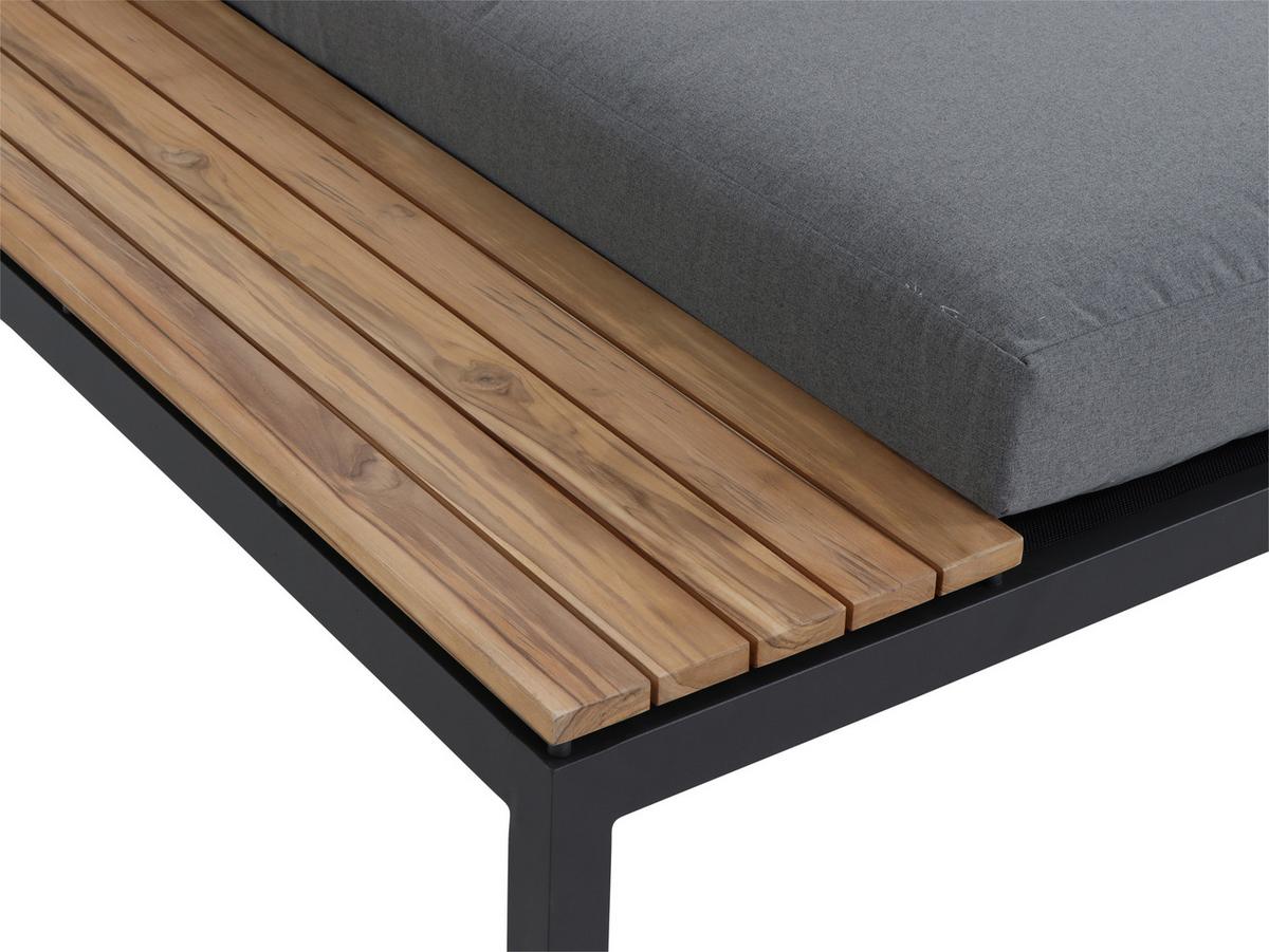 Loungegarnitur 3-tlg Teakholz/metall Mit Kissen - Anthrazit/Grau, KONVENTIONELL, Holz/Textil (172/84/102cm) - Siena Garden