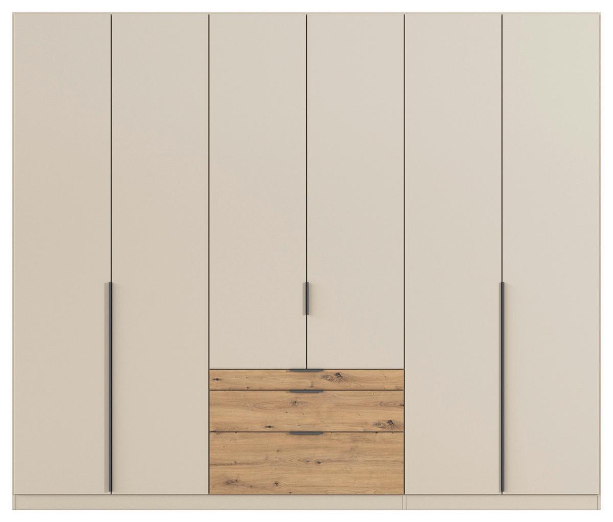Drehtürenschrank mit Schubladen 271cm Alabama Super Champagner - Champagner/Eichefarben, MODERN, Holzwerkstoff (271/229/54cm)