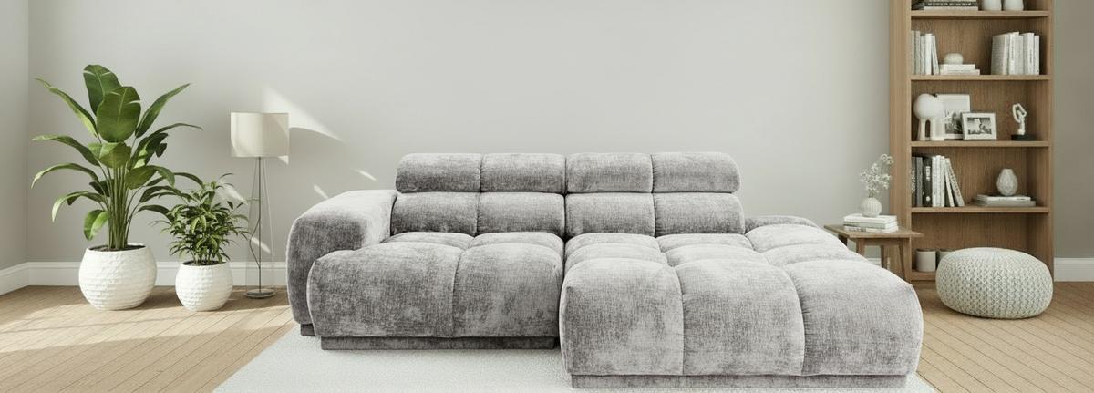 Ecksofa Chani Grau, Schenkel: 239x150 cm - Grau, MODERN, Textil (239/150cm) - MID.YOU
