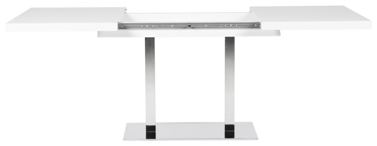 Kihúzható Étkezőasztal Quadrato - nemesacél/fehér, Modern, faalapú anyag/fém (120/80/75cm)