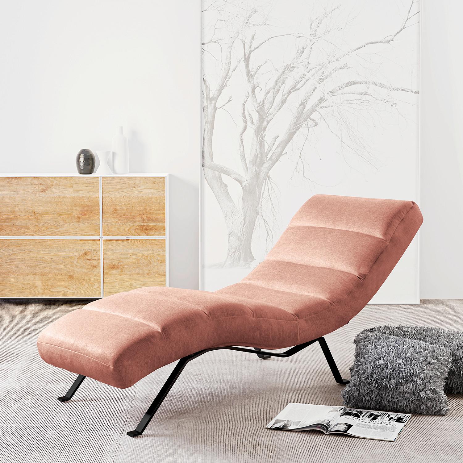 Relaxliege Swing Blick Lachsfarben B: 65 cm - Schwarz/Lachsfarben, Design, Textil (65/65/171cm) - Livetastic