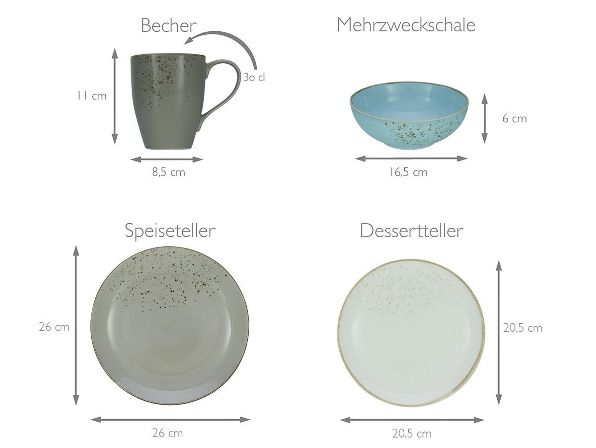 Kombiservice für 4 Personen Nature Skandinavia - Multicolor, Trend, Keramik - Creatable