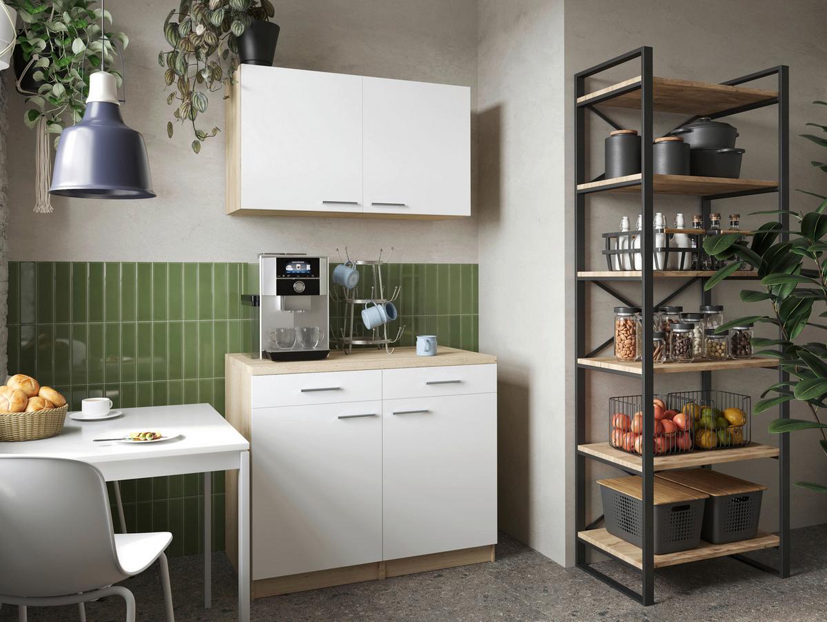 Buffet Merle Weiß/Eiche Dekor B:100cm - Eichefarben/Weiß, Basics, Holzwerkstoff (100/200/60cm) - Respekta