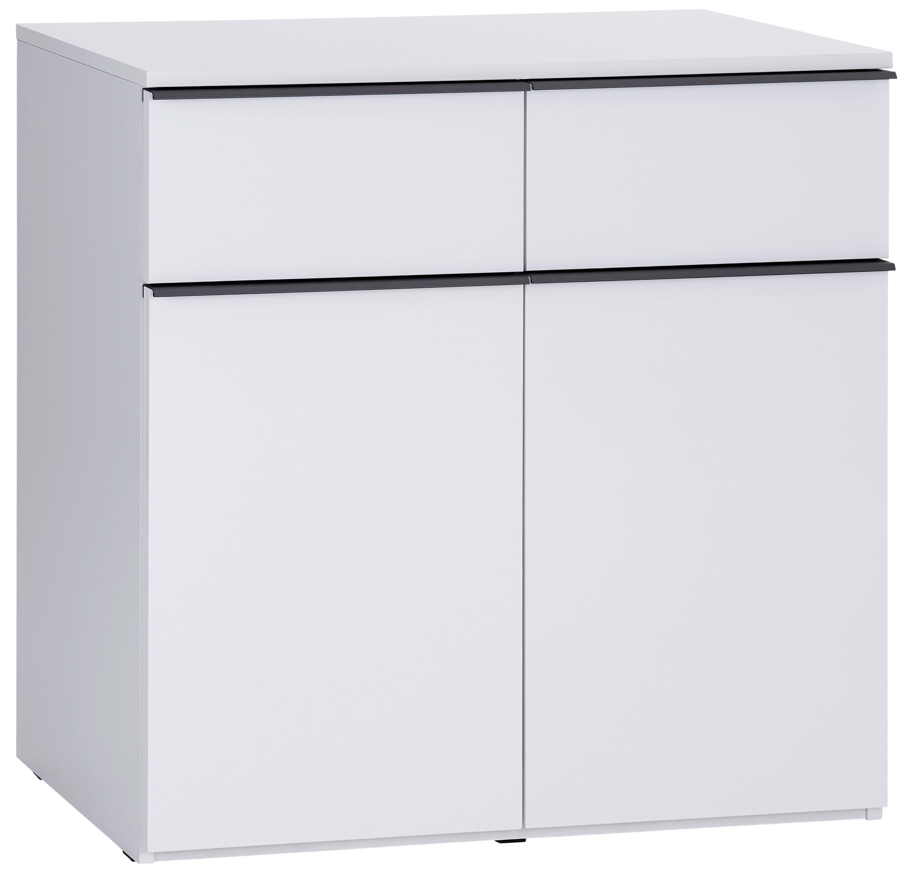 Kommode B: 90 cm Lucca, Weiß/Grau - Weiß, MODERN, Holzwerkstoff (90/88/44cm)