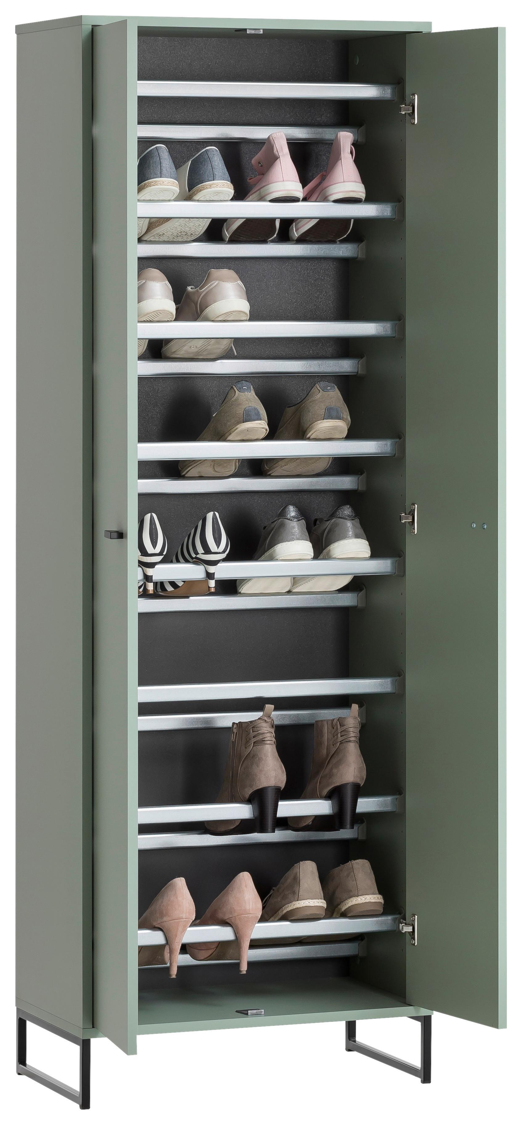 Schuhschrank Janne Schuhschrank 600 - Schwarz/Grün, LIFESTYLE, Holzwerkstoff (60,2/169,7/33,5cm) - MID.YOU