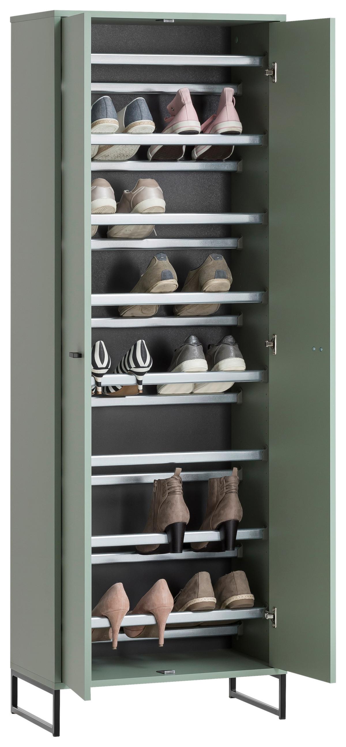 Schuhschrank Janne Schuhschrank 600 - Schwarz/Grün, LIFESTYLE, Holzwerkstoff (60,2/169,7/33,5cm) - MID.YOU