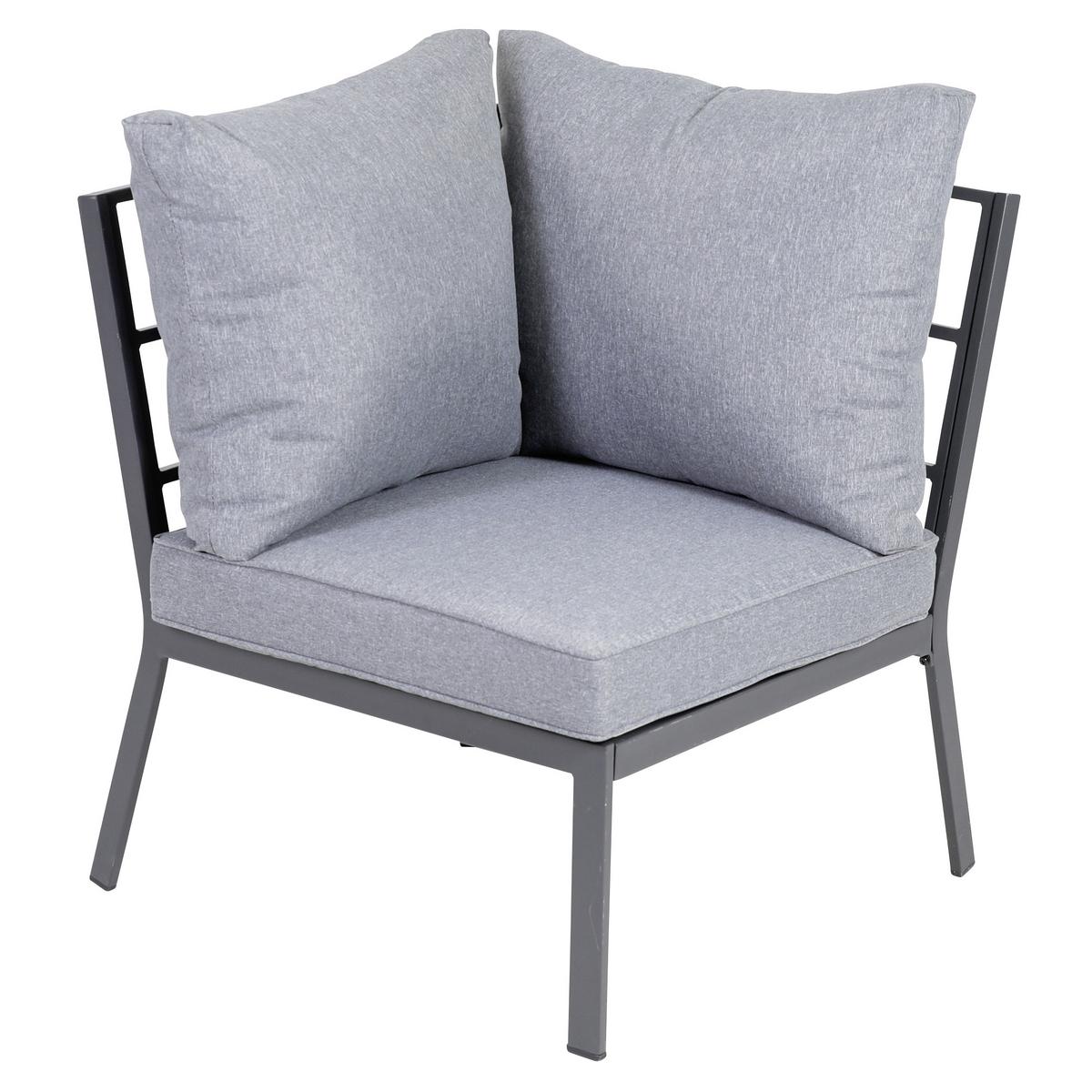 Loungegarnitur 4-Tlg Amsterdam aus Aluminium mit Glasplatte - Anthrazit, Basics, Glas/Textil (131,5/77/72cm) - Gardenson