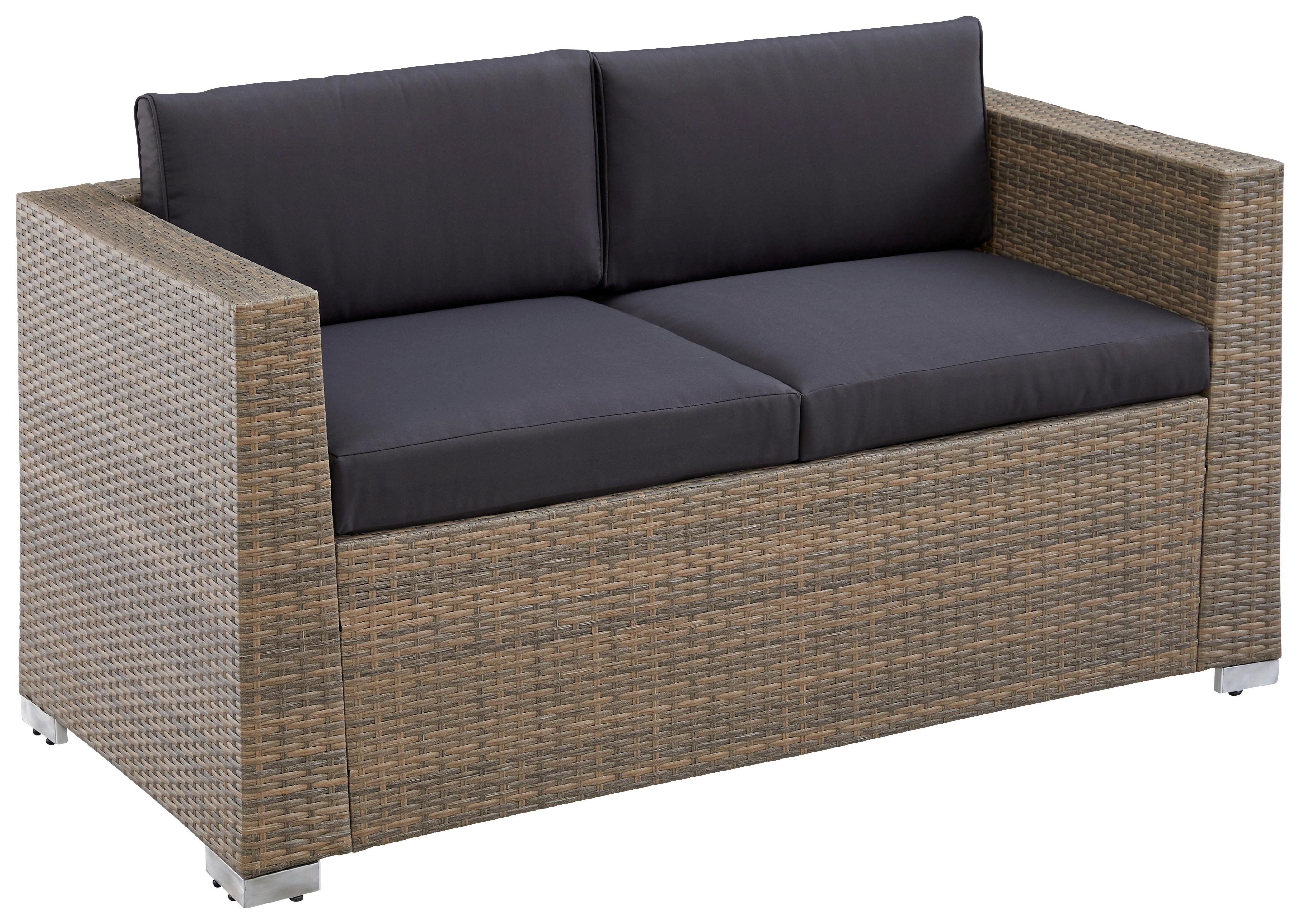 Gartenbank Kunststoff/Textil 2-Sitzer Bellante - Dunkelgrau/Silberfarben, KONVENTIONELL, Kunststoff/Textil (147/71/74cm) - Gardenson